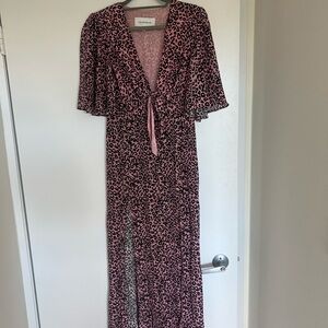 Pink Leopard Print Maxi Dress